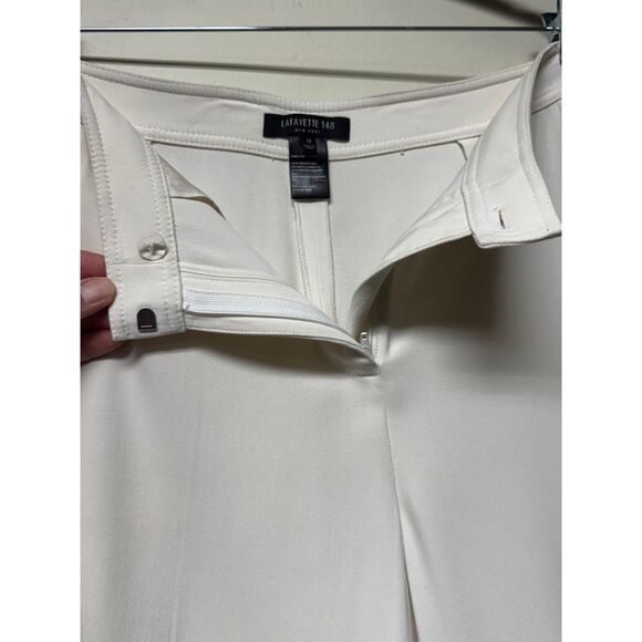 LAFAYETTE 148 NEW YORK Wool Blend Winter White/Cream Trousers, Sz 12 - Picture 4 of 10